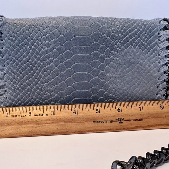 Snake Skin Light Blue Crossbody with Chain - Picture 2 of 5